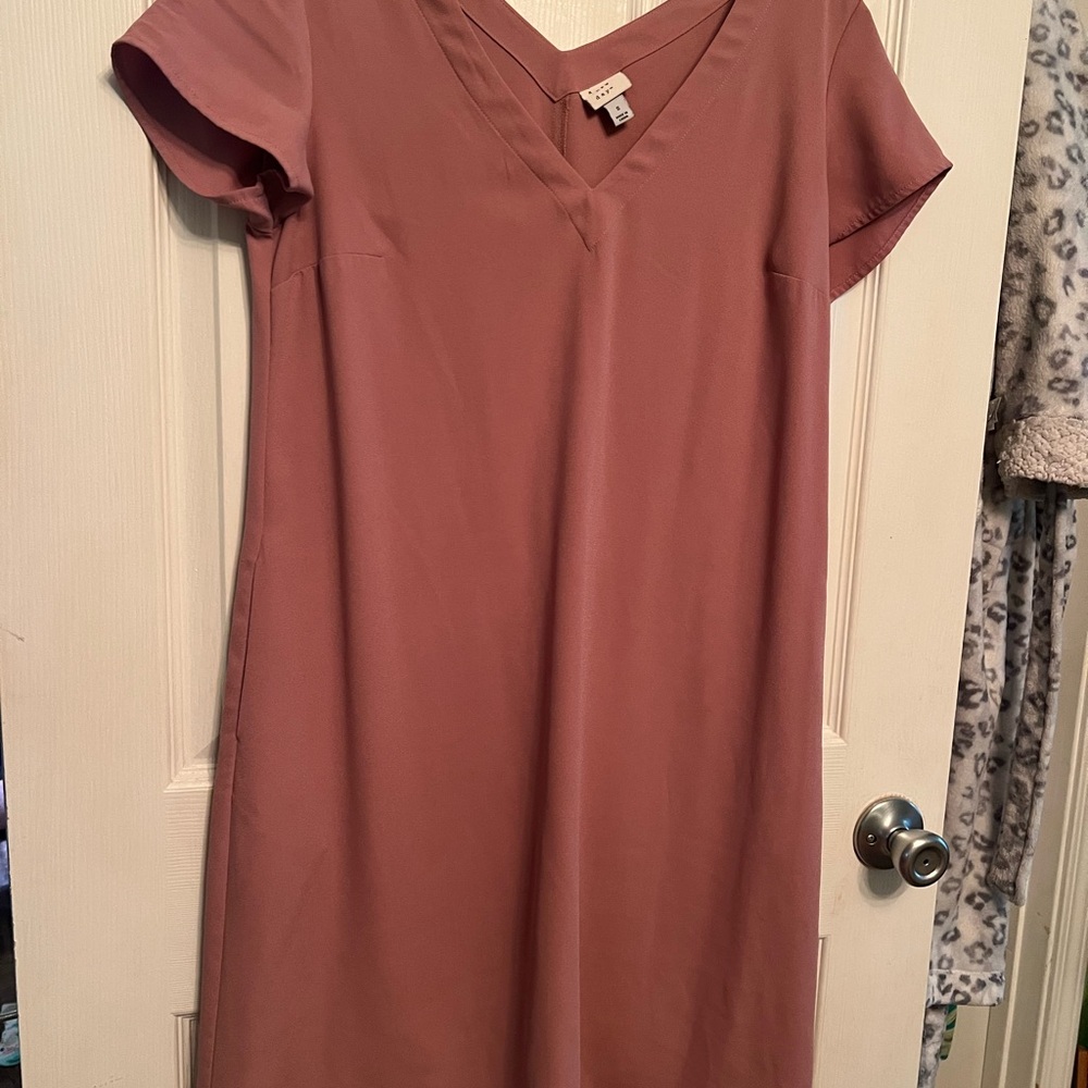 A New Day V Neck Mauve Dress